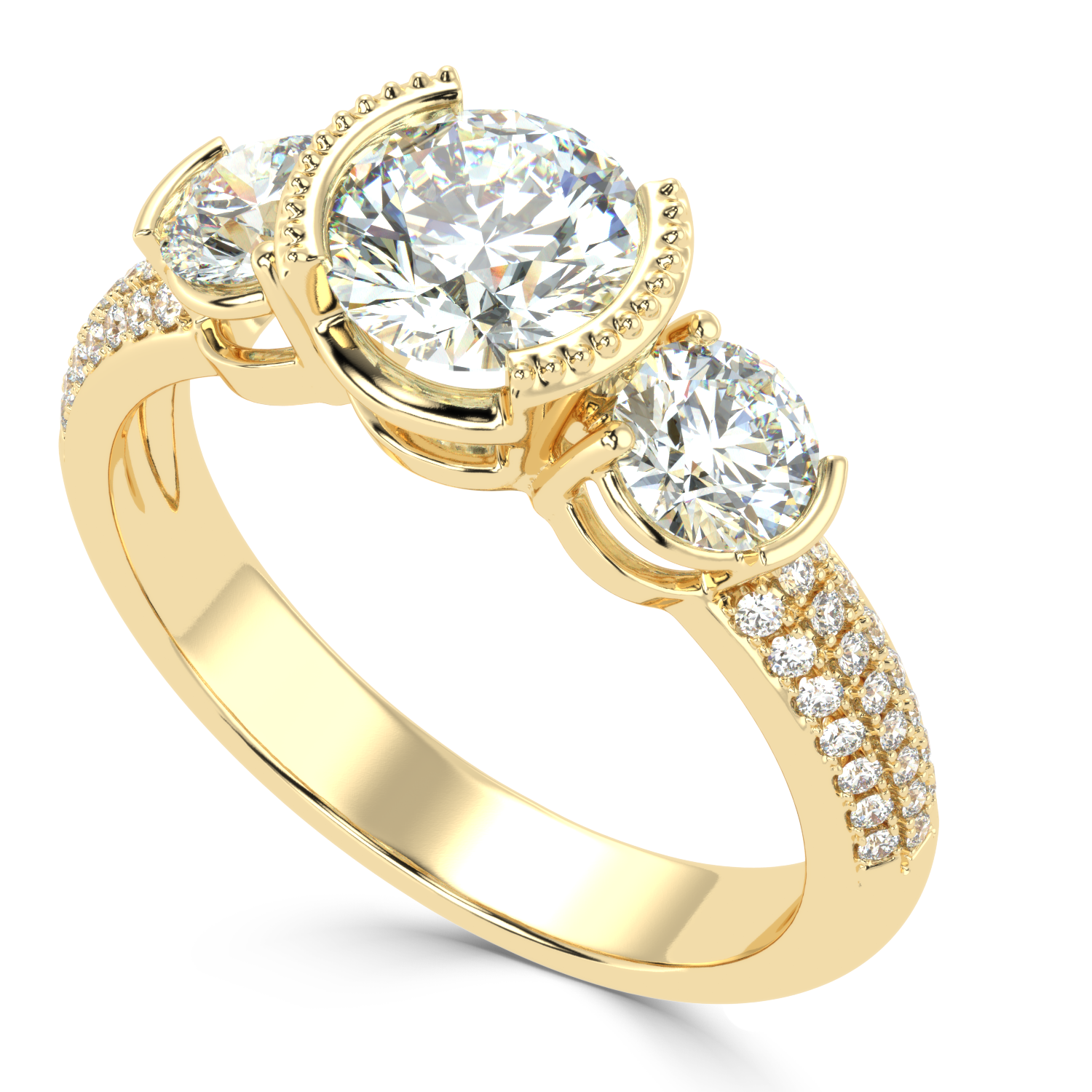 Buy 1.70 Ct Three-stone Natural Diamond Ring | Solitairekart